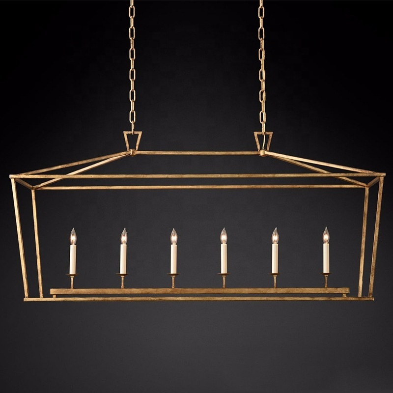 Modern Black Golden Industrial Kitchen Island Lighting Lamp Linear Ceiling Pendant Chandelier Light for Kitchen Dinning