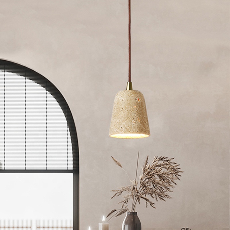 Small Simple Modern Decor Wabi Sabi Lampe Travertin Ceiling Lamp Lampadaire Travertin Natural Travertine Stone Lamp Chandelier