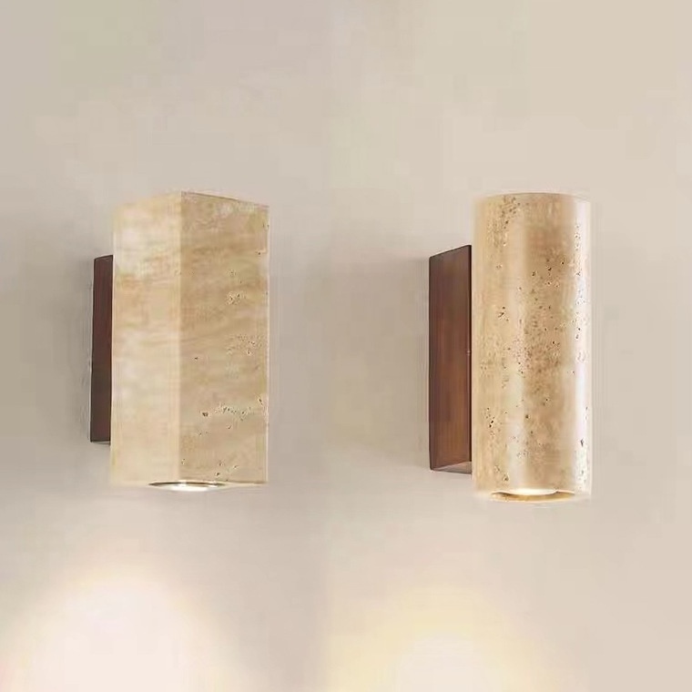 Modern Natural Travertine Wall Sconce LED E27 Indoor Outdoor IP44 Waterproof Wabi sabi Style Wall Lights Outdoor Wall Lamp