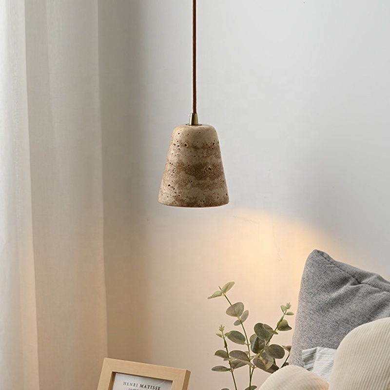 Small Simple Modern Decor Wabi Sabi Lampe Travertin Ceiling Lamp Lampadaire Travertin Natural Travertine Stone Lamp Chandelier