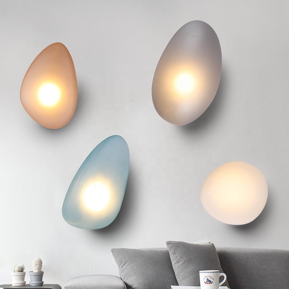 Modern House Lights Indoor Pebble Wall Sconce Light LED Wall Mounted Lamp Colored Pebble Glass LED Wall Light