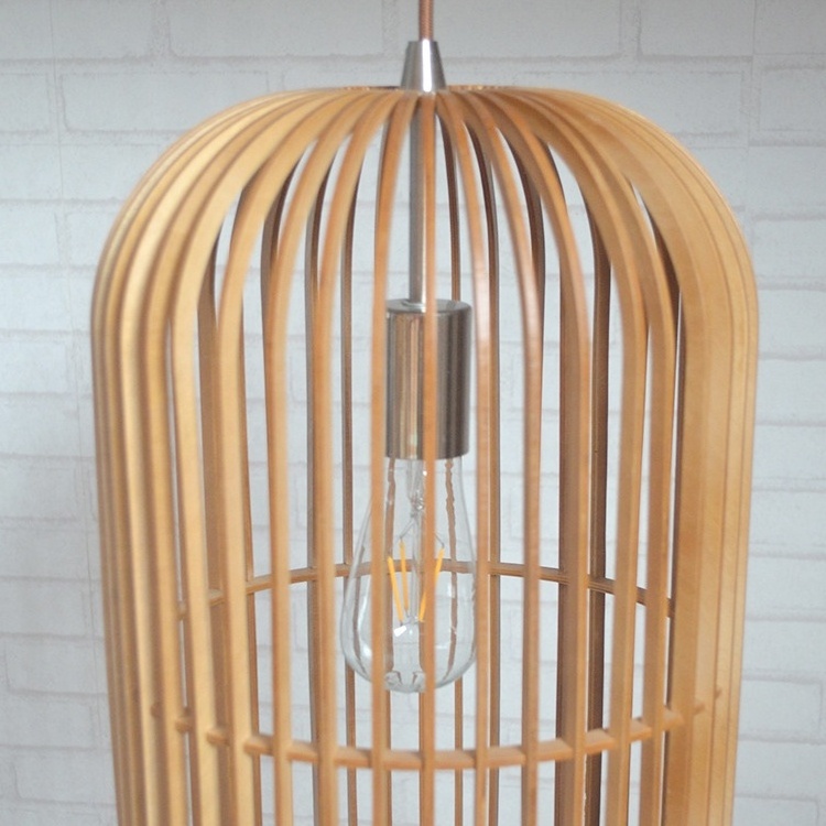 Modern Wood Birdcage Pendant Light Wooden Bird Cage Pendant Light