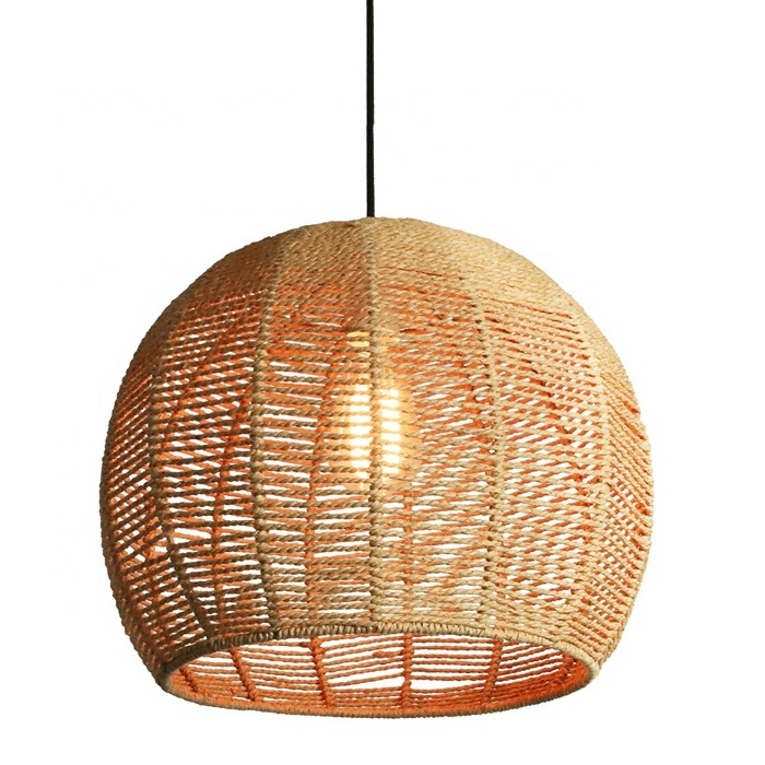 Small Bamboo Lamp FSC Woven Rattan Ball Shape Light Shade Lighting Fixture Rattan Lamps Lanterns Rattan Pendent Light