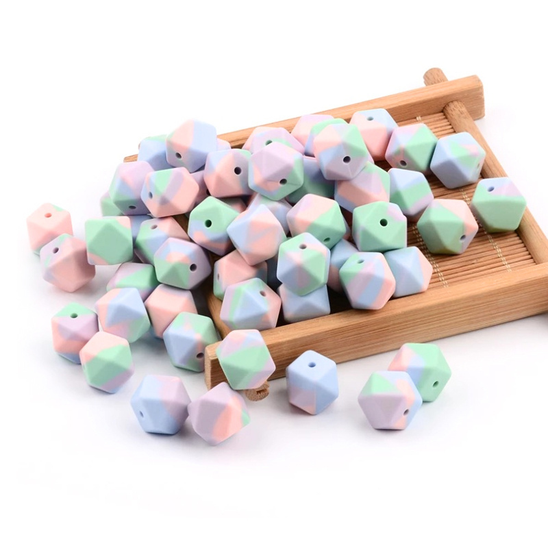 Legenday Custom Wholesale Geometry Shape Soft Chew Baby Teether Beads Teething Silicone Beads Food Grade Silicone 5g Soft Toy