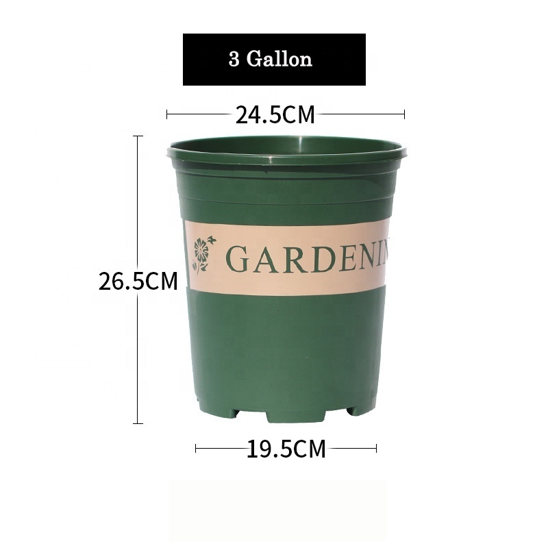 wholesale 0.5 1 1.5 2 3 5 6 7 10 15 20 25 gallon round black green nursery pot for greenhouse seedling with logo print