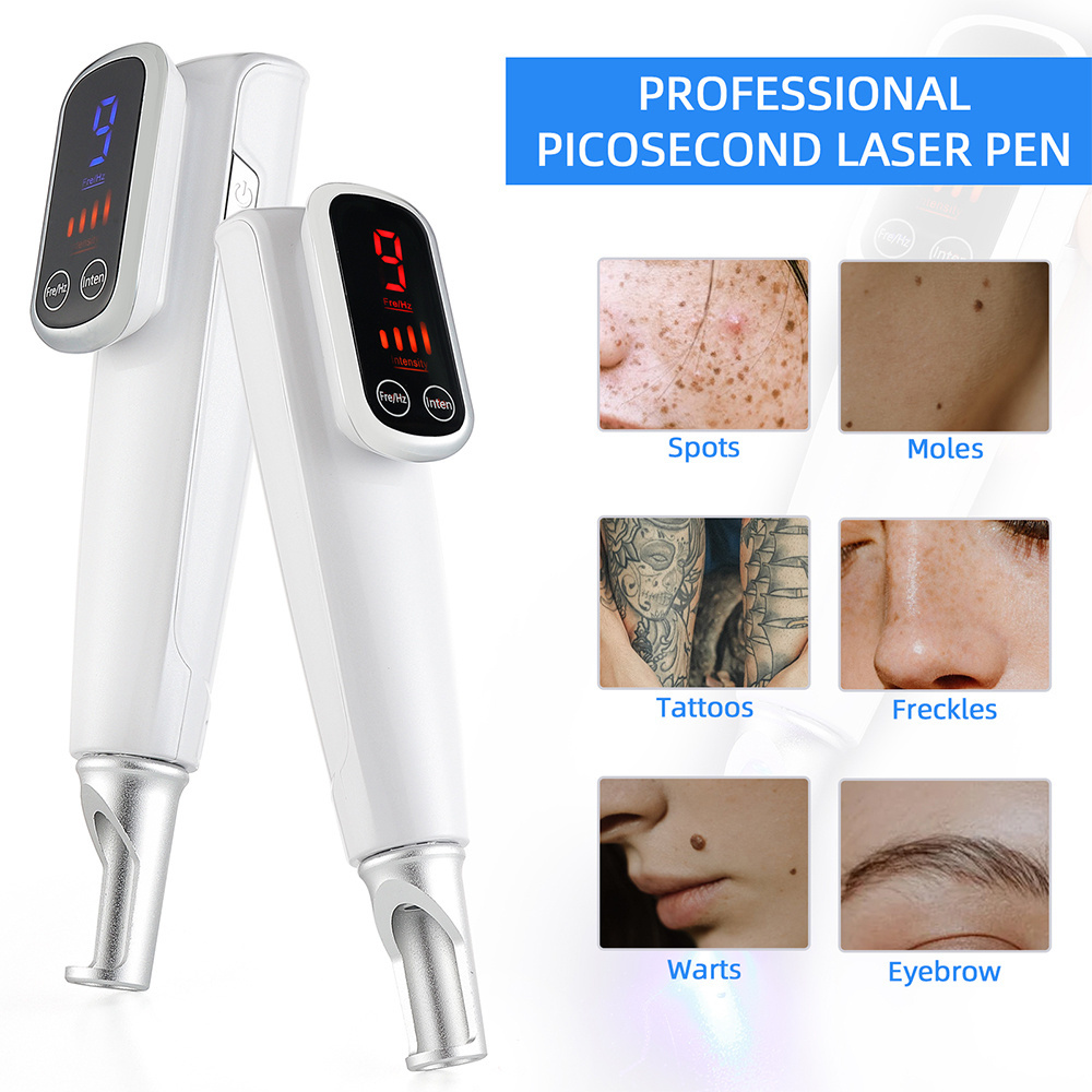 portable 9 Fre/Hz blue light red light pen laser spots moles removal picosecond laser pen