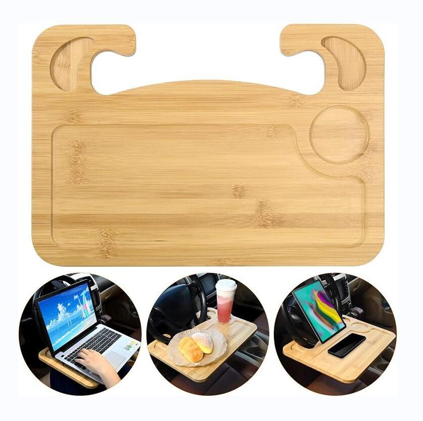 Legend hot sale Bamboo Car Tray for Steering Wheel Travel Table for Driver, Car Desk Fits Most Vehicles Steering Wheels