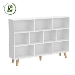 Legend Hot Sale Wood Corner Bookshelves 3-Tier Floor Standing Display Cabinet Rack Wooden Open Shelf Bookcase  With Reading Nook