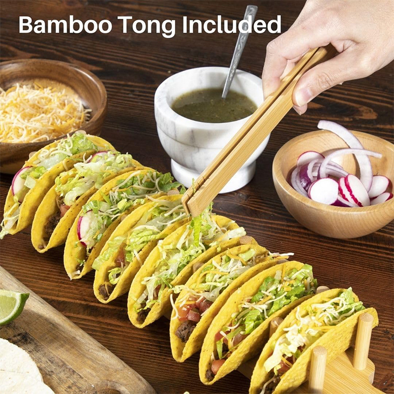 Legend High Quality fiber taco holder stand porta grille tacos bar serving set bamboo wooden taco holder for house use