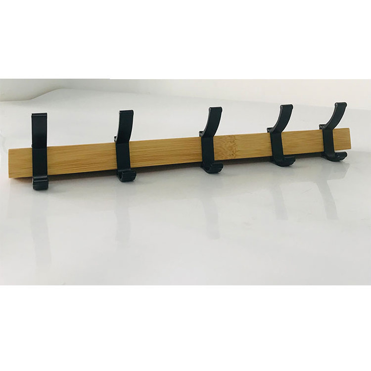 Hook Rack Made Of Bamboo For Coat Clothes Hanger Hooks Living Room Wall Rack Wall-Mounted Coat Rack 5 standard hook