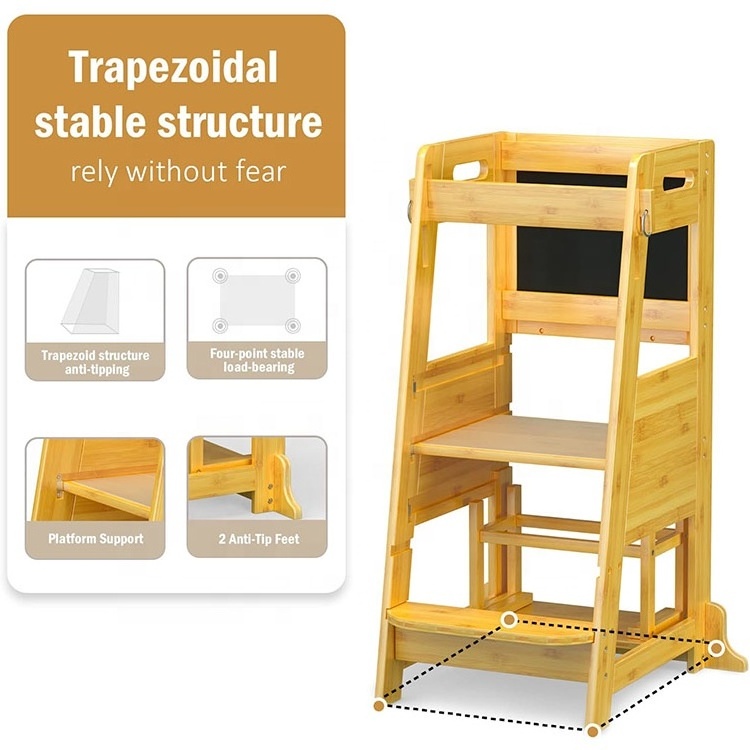 Legend Customize Kitchen Helper Stool Toddlers Montessori Learn Tower Kids Adjustable Height Bamboo Learning Tower