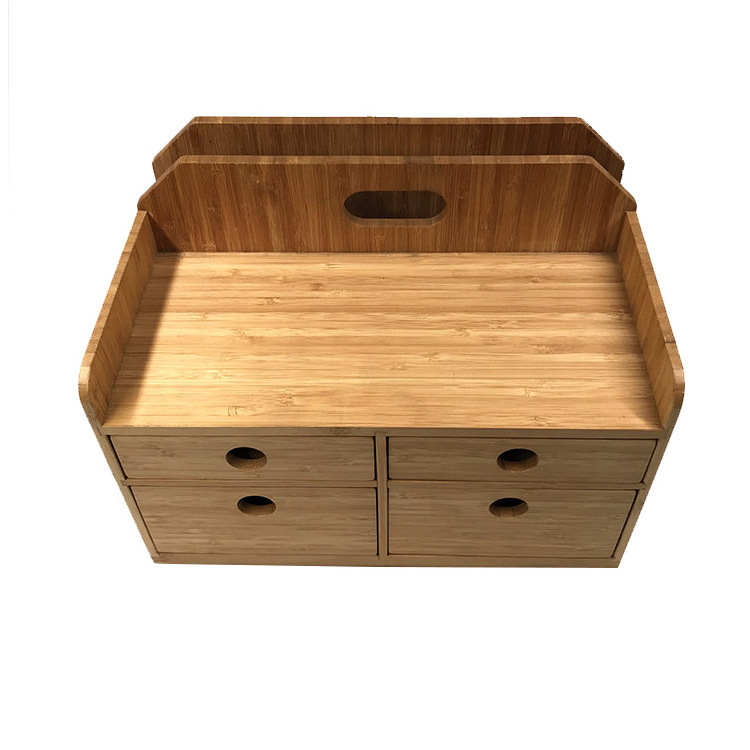 Bamboo Desk Drawer Tabletop Cosmetic Storage Organization 100% Natural Bamboo Desk Organizer with Drawer Office School Storage