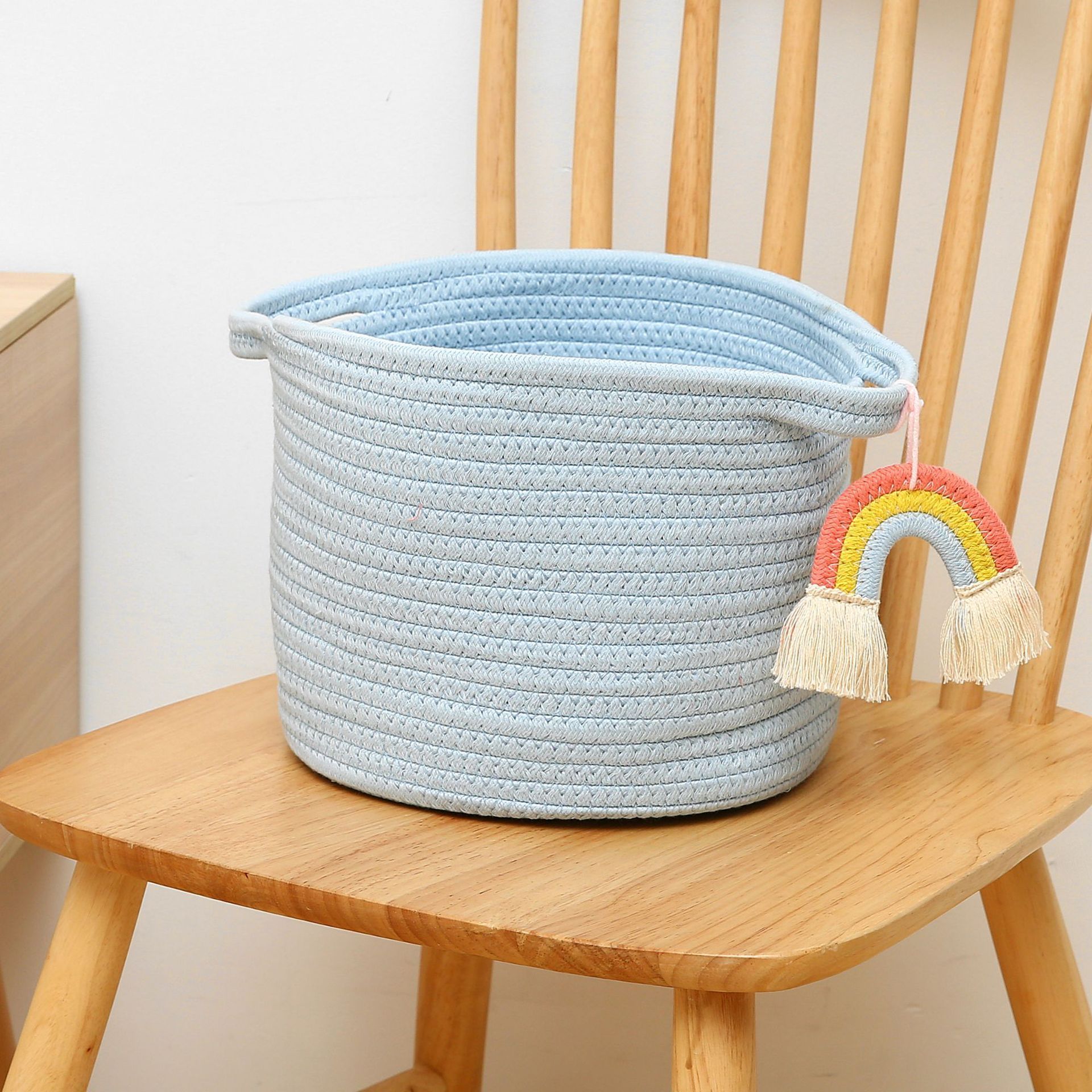 Woven Cotton Rope Plant Basket Storage Cube Organizer Woven Cotton Rope Baskets