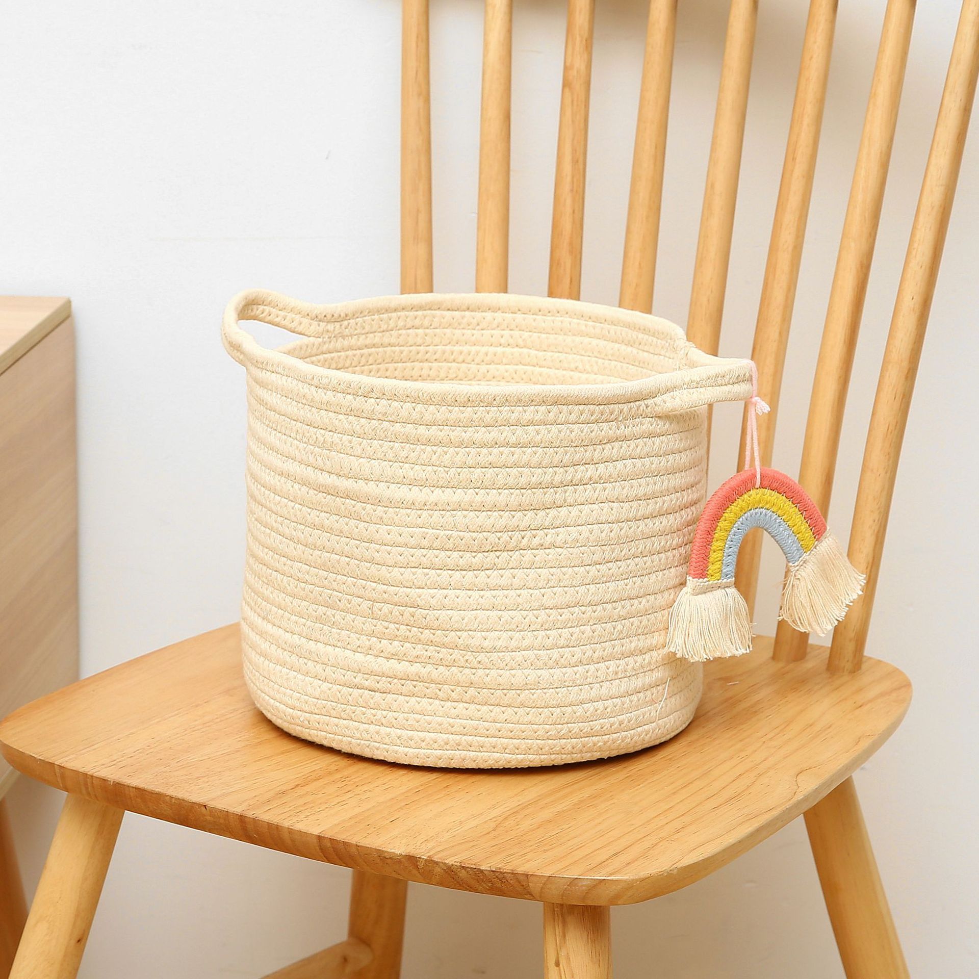 Woven Cotton Rope Plant Basket Storage Cube Organizer Woven Cotton Rope Baskets