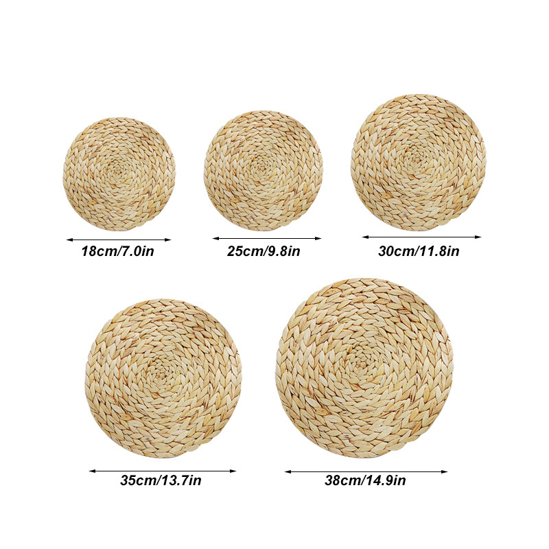 Luxury round Woven Individual Manteles Wicker Seagrass Placemats for Dining Table Plastic Kitchen Table Mat-for Weddings