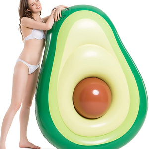 Inflatable Avocado Pool Float Floatie with Ball Water Fun, Summer Beach Swimming Floaty Party Toys Lounge Raft