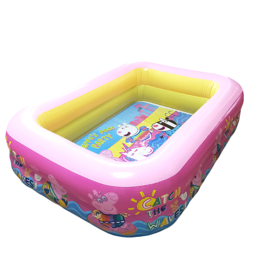 PVC inflatable cartoon pattern printing 2-ring multicolor rectangular swimming pool