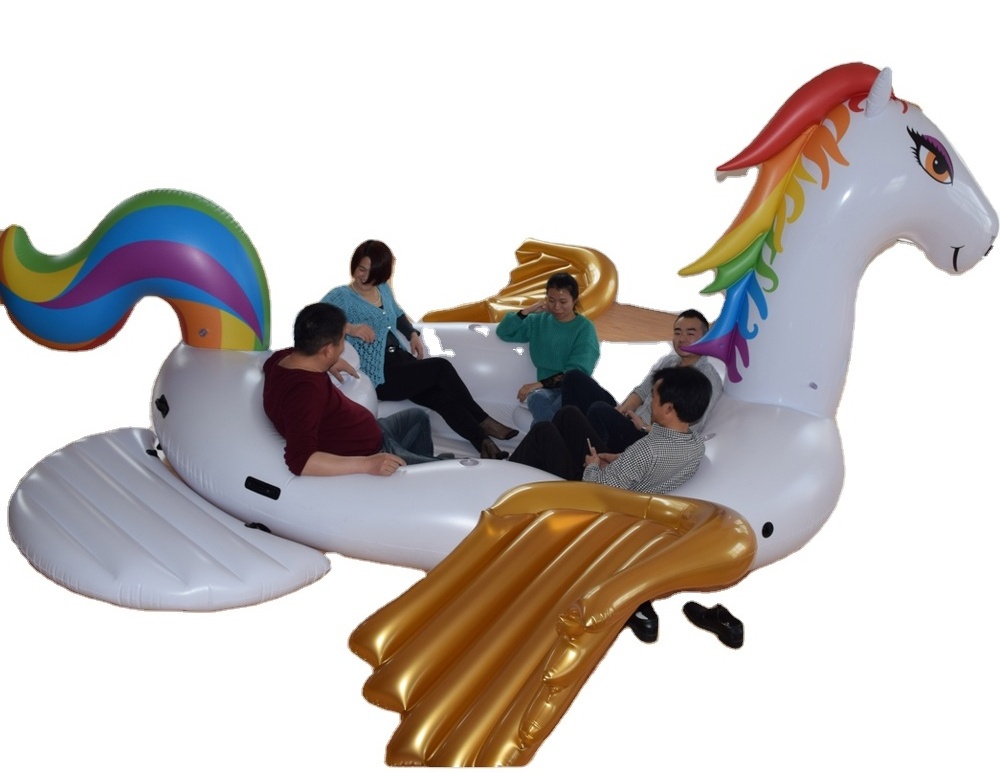 Inflatable giant unicorn boat for 6 person water fun Inflatable giant unicorn island floating for 6 person