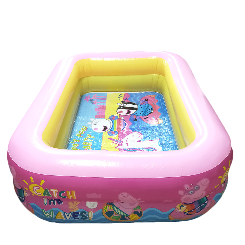 PVC inflatable cartoon pattern printing 2-ring multicolor rectangular swimming pool