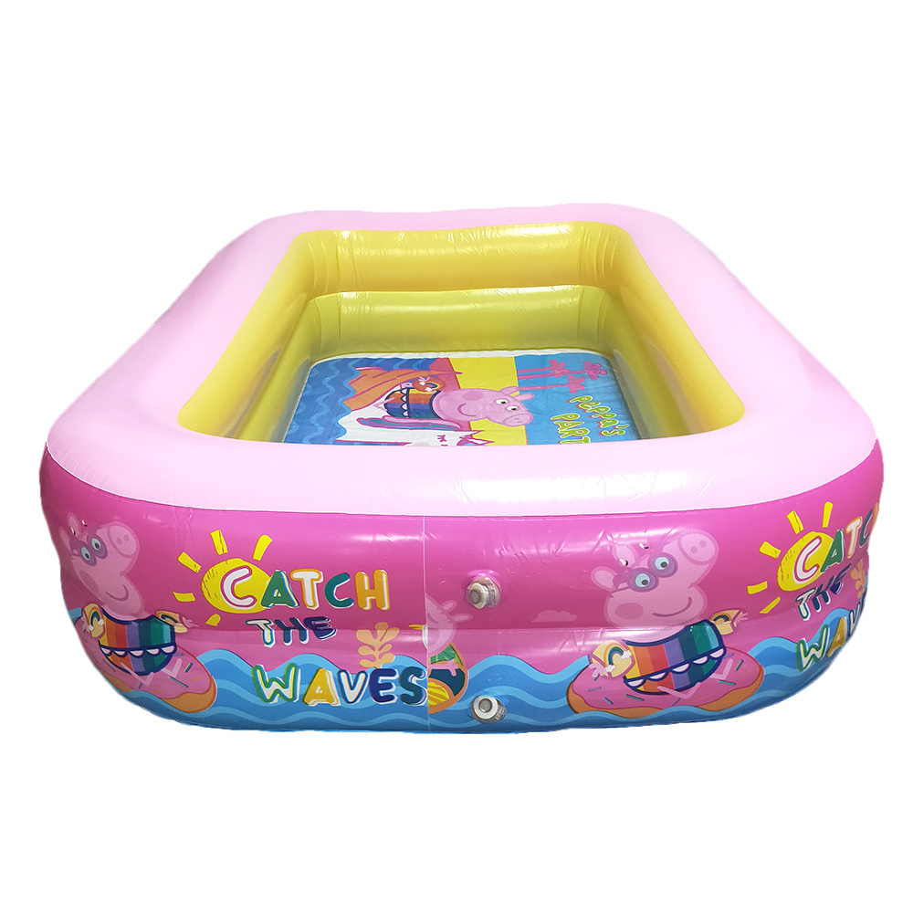 PVC inflatable cartoon pattern printing 2-ring multicolor rectangular swimming pool