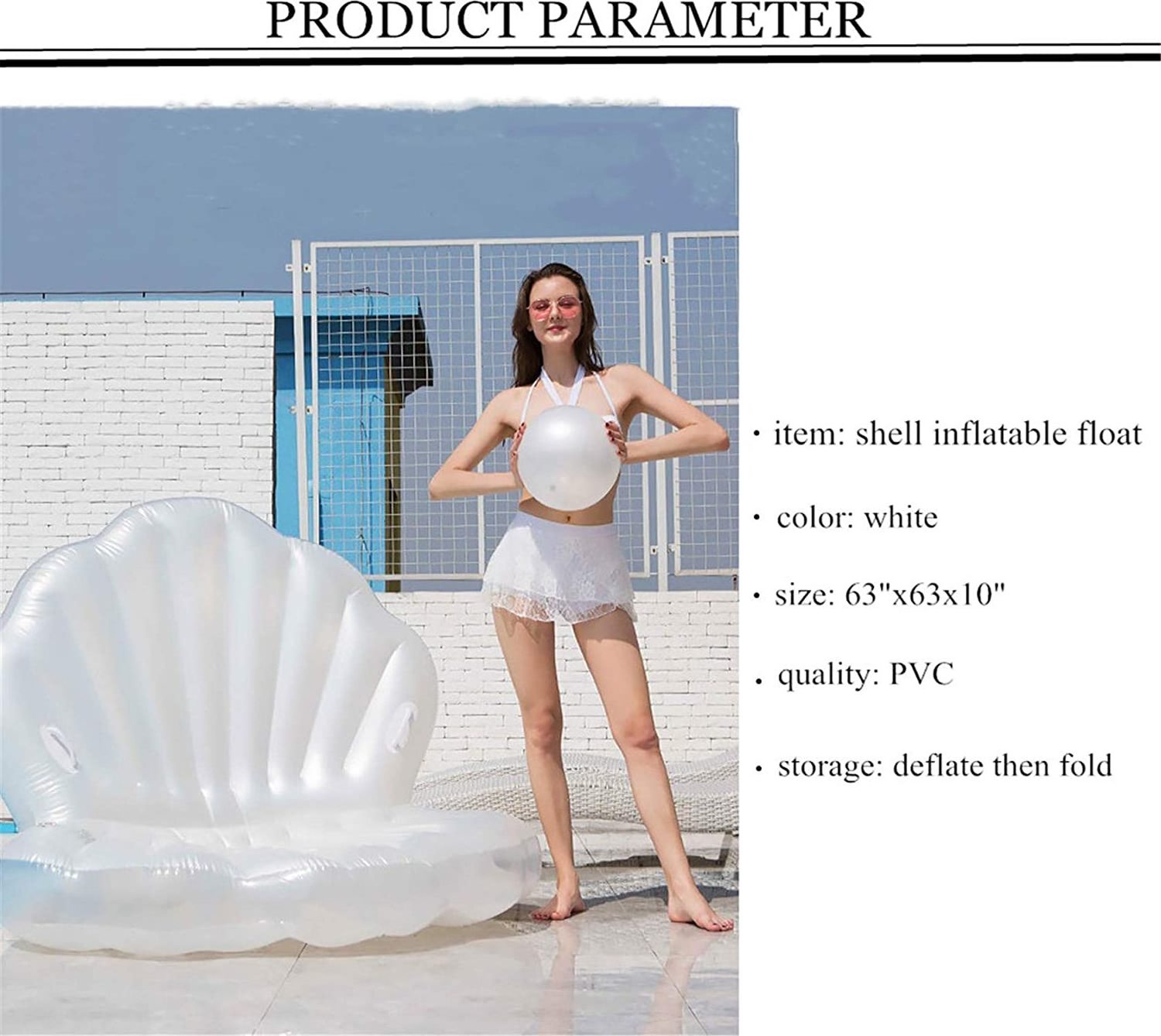 Inflatable Shell Pool Float, Sitting Inflatable Pool Floatie