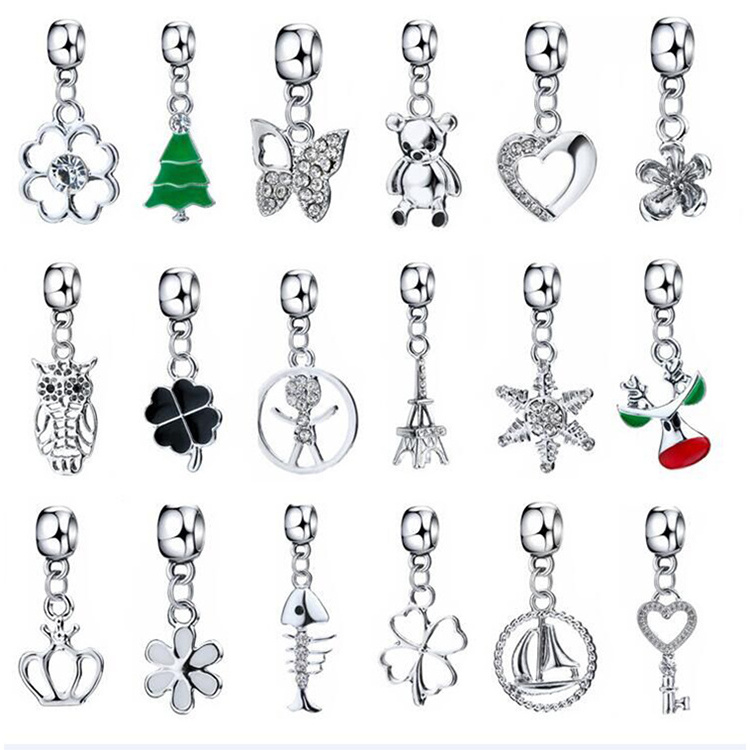 European Style Zinc Alloy Silver Dangle Charms Fit For Bracelet