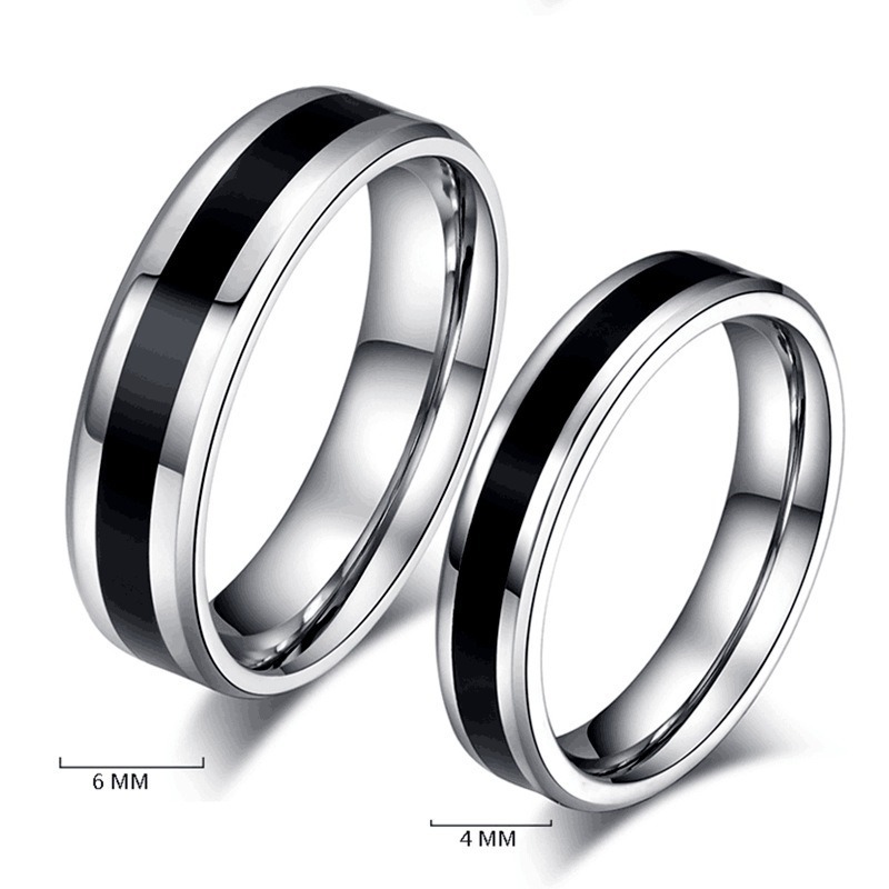 Titanium Steel Couple Ring Loop 4mm/6mm Tungsten Carbide Wedding Band Thin Groove Engagement Ring