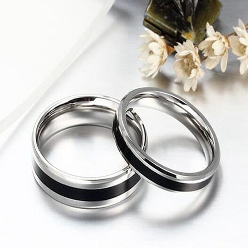 Titanium Steel Couple Ring Loop 4mm/6mm Tungsten Carbide Wedding Band Thin Groove Engagement Ring