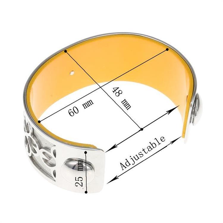 2020 New Designs Interchangeable Leather Bangles Circle Pattern Wide Cuff Bangle Custom Stainless Steel Bracelet