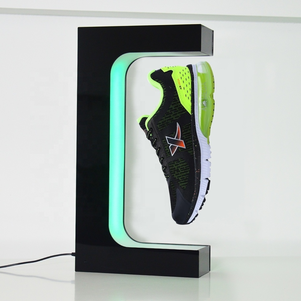 Customization sneaker color lighting  rotating magnetic levitating shoe display Magnetic floating shoe display for rack stand