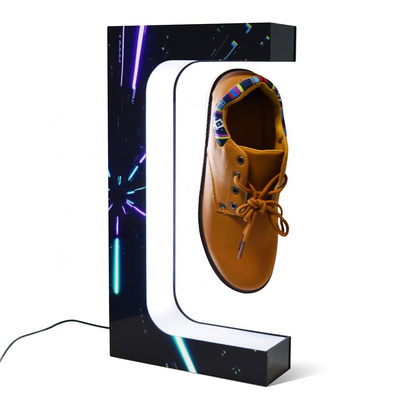 Color lighting  Casual Sneaker sports shoe Magnetic rotating levitating floating shoe display with light