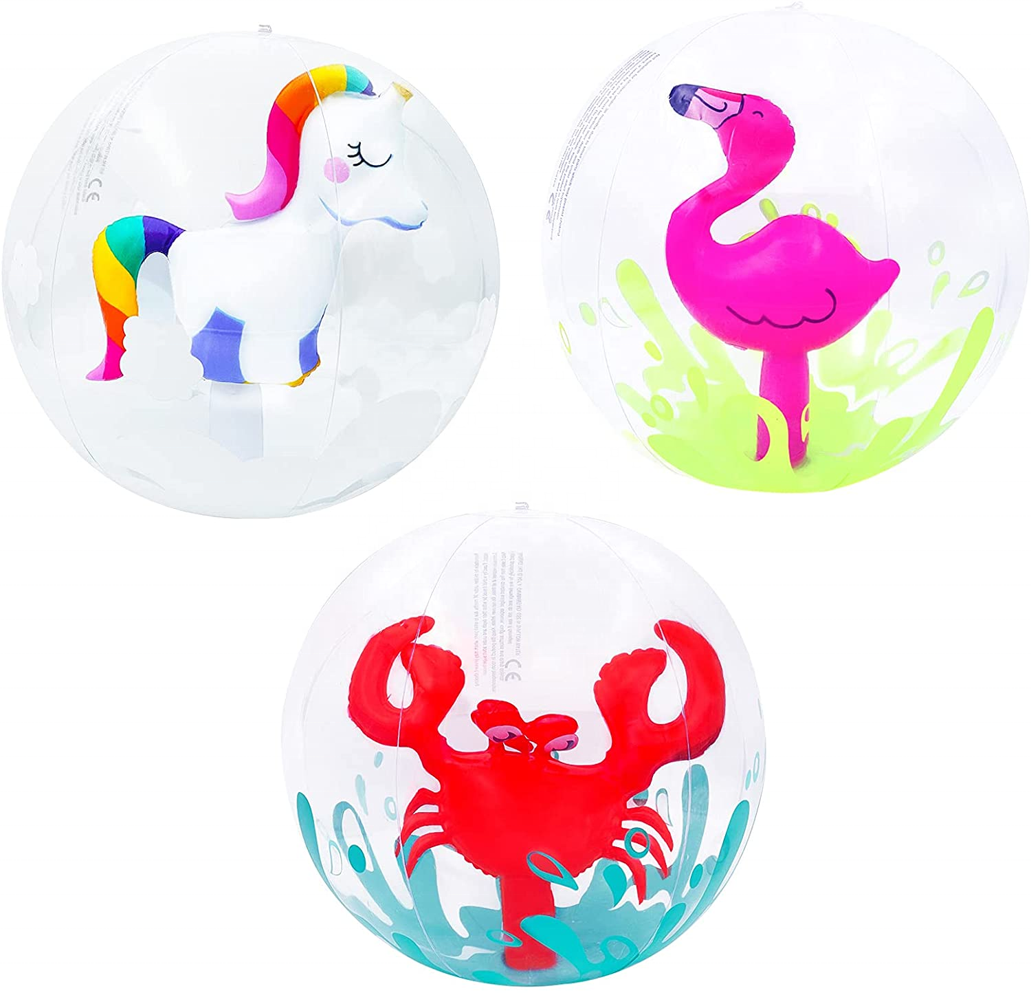 Wholesale PVC Beach Toy gift colorful Inflatable Animal Glitter Water Float Beach Ball 3D waterballs