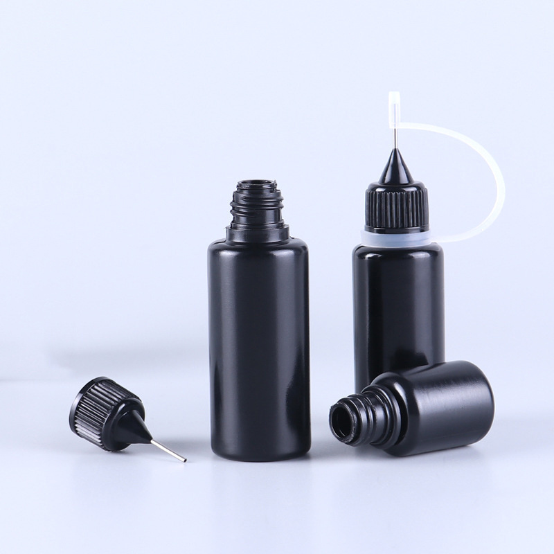 Plastic Black Empty Diy Craft Painting PE Dropper Precision Needle Tip Applicator Squeeze Glue Bottle With Twist Caps Packaging