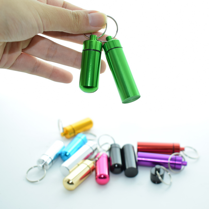 Metal Smell Proof Stash Storage Aluminum Anodized Waterproof Case Bottle Holder Container With Keychain Aluminum Pill Box