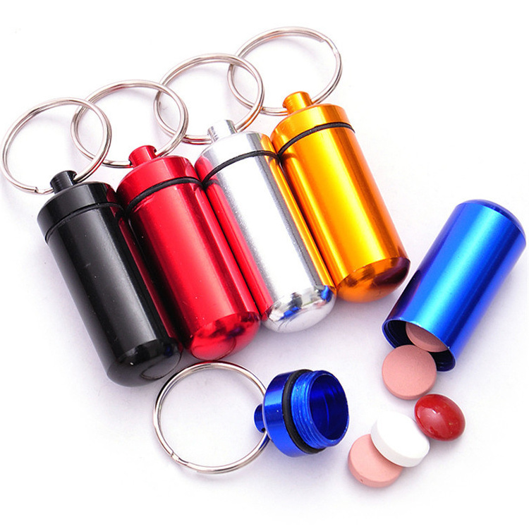 Metal Smell Proof Stash Storage Aluminum Anodized Waterproof Case Bottle Holder Container With Keychain Aluminum Pill Box