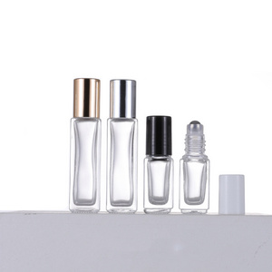 Empty Cosmetic 10ml Roll on bottle Dubai 3ml 8ml Transparent Square Roll Ball On Perfume Bottles With Gold Black Cap