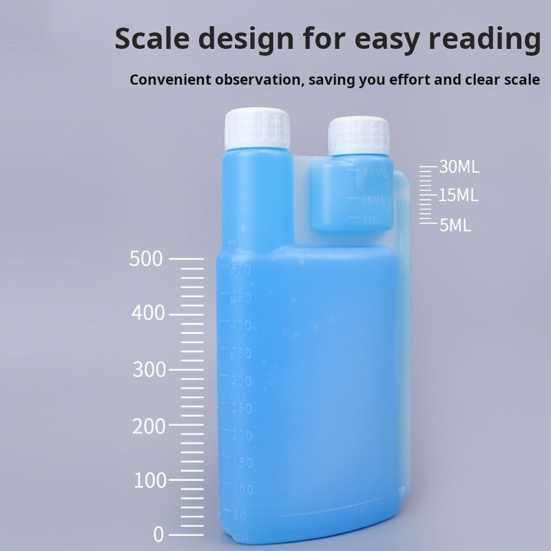 Natural 1000ml 1L Double Neck HDPE Dual Chamber  Plastic Dosing Bottle Twin Neck Chemical Dose Measuring Plastic Bottle