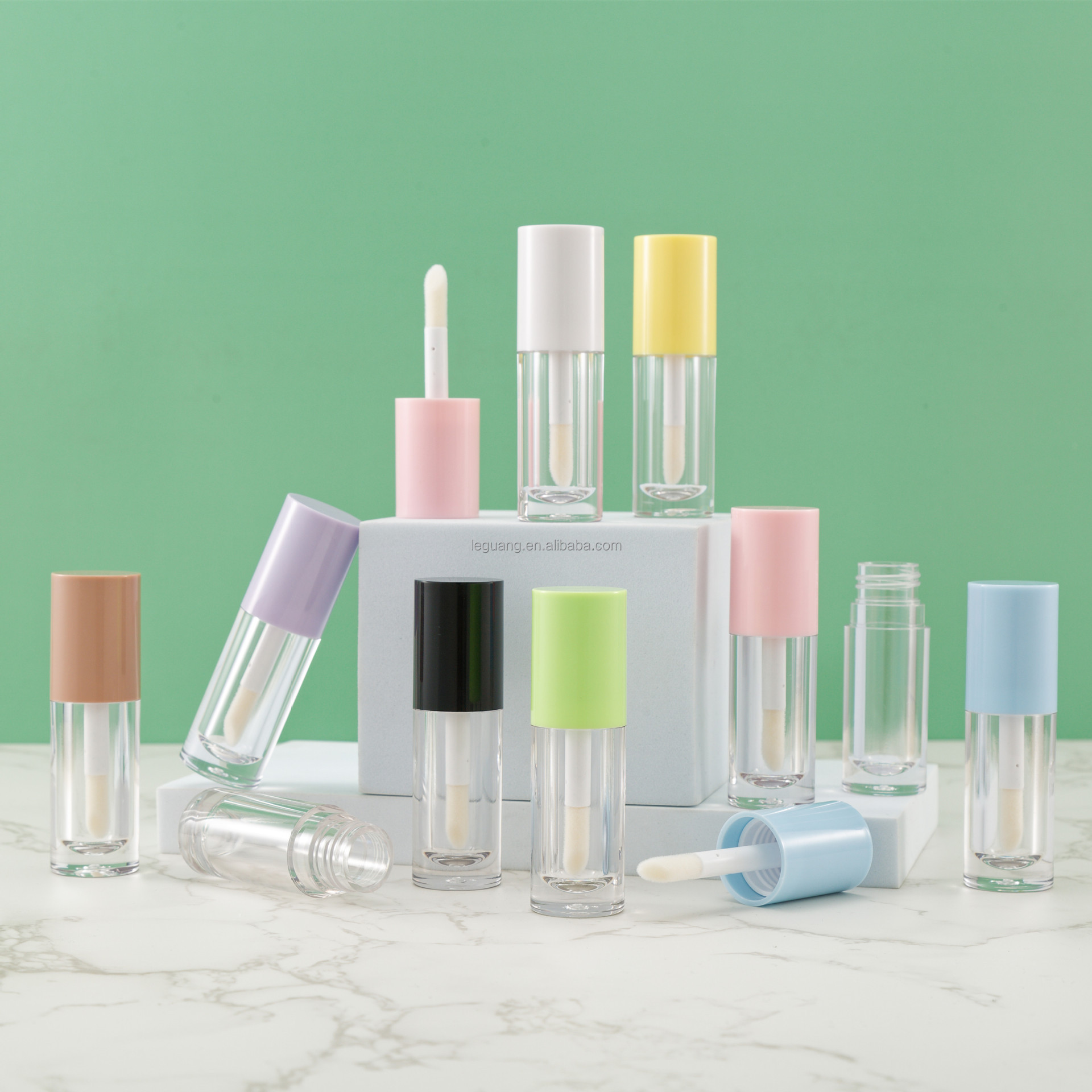 Plastic Clear Lipstick Tube Wholesale Bulk Fancy Empty Lip Gloss Tubes With Colorful Screw Cap For Cosmetic Packaging