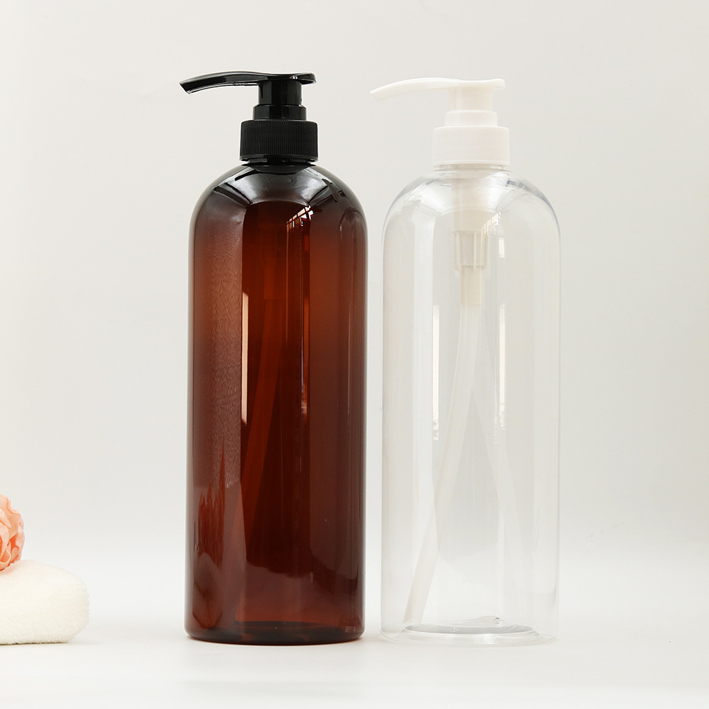 1L Amber Bottles Plastic Serum Dispensing 1000ml PET Shower Gel Lotion Pump Cosmetic Packaging 250ml 500ml Shampoo Bottle 1000ml