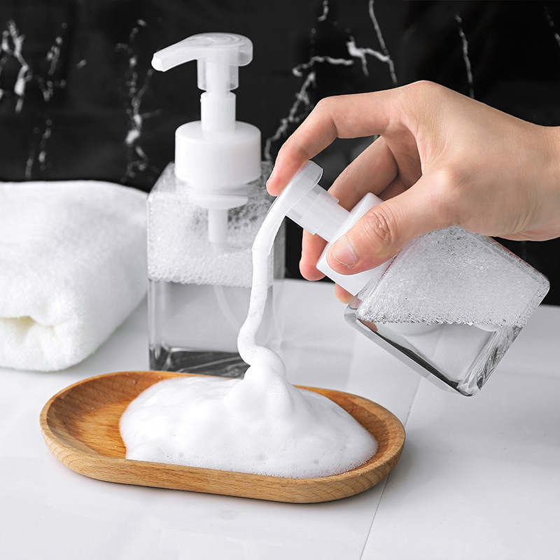 Square Foaming Soap Bottle Dispenser Face Wash Cleanser Liquid Clear Amber Blue Green White Foamer 250ml Empty Foam Pump Bottles