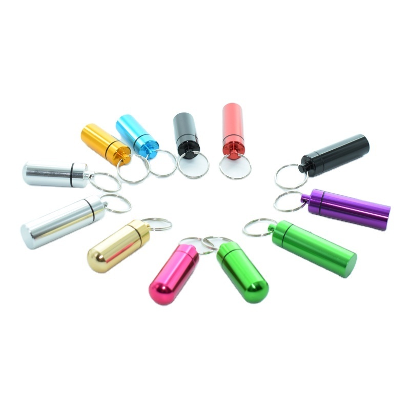 Metal Smell Proof Stash Storage Aluminum Anodized Waterproof Case Bottle Holder Container With Keychain Aluminum Pill Box