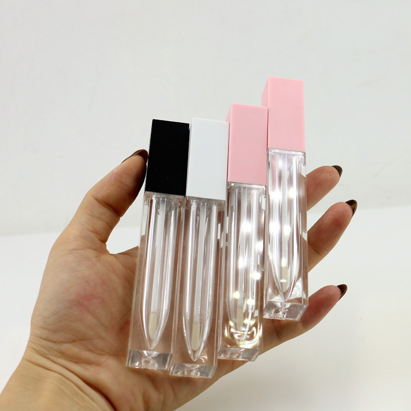 5g 7g 10g Empty Plastic Lip Balm Packaging Mini Square Lip Gloss Tubes for Lip Scrub Lipstick Oil Container in Black White