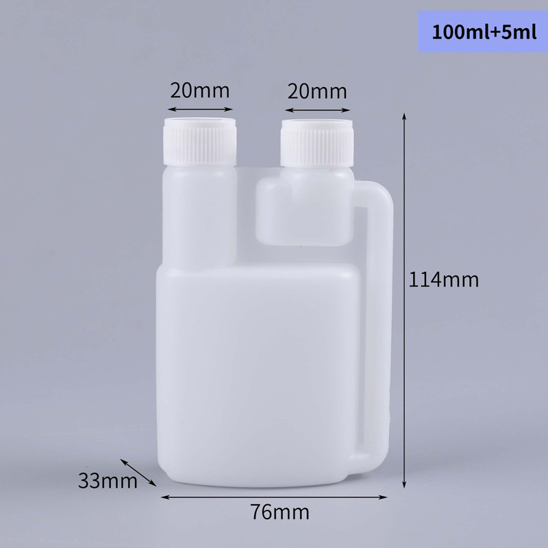 Natural 1000ml 1L Double Neck HDPE Dual Chamber  Plastic Dosing Bottle Twin Neck Chemical Dose Measuring Plastic Bottle