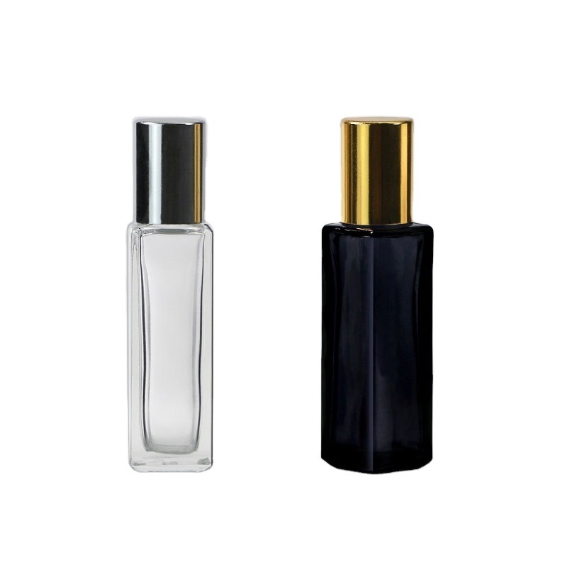 Empty Cosmetic 10ml Roll on bottle Dubai 3ml 8ml Transparent Square Roll Ball On Perfume Bottles With Gold Black Cap