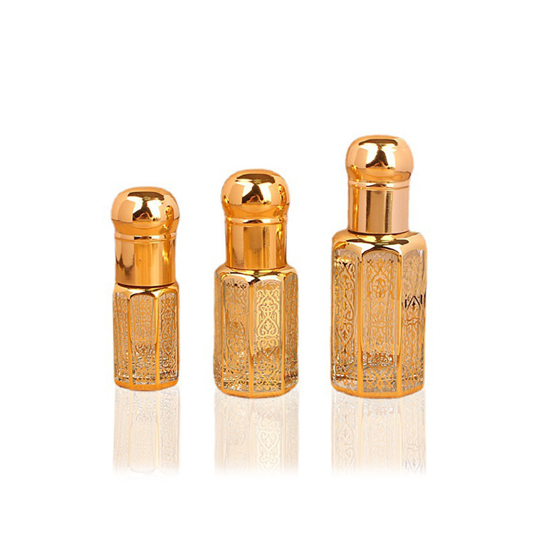 Glass aroma essence Oil Bottles Fancy Design 6ml 12ml Mini Small Refillable Glass Perfume Roller Glass Serum Oud Attar Bottle