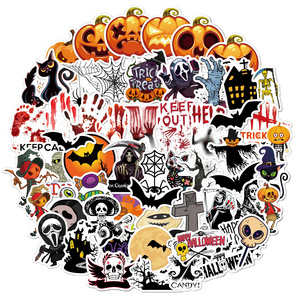 Halloween bash horror jack-o-lantern ghost bat party stickers waterproof suitcase notebook decoration stickers