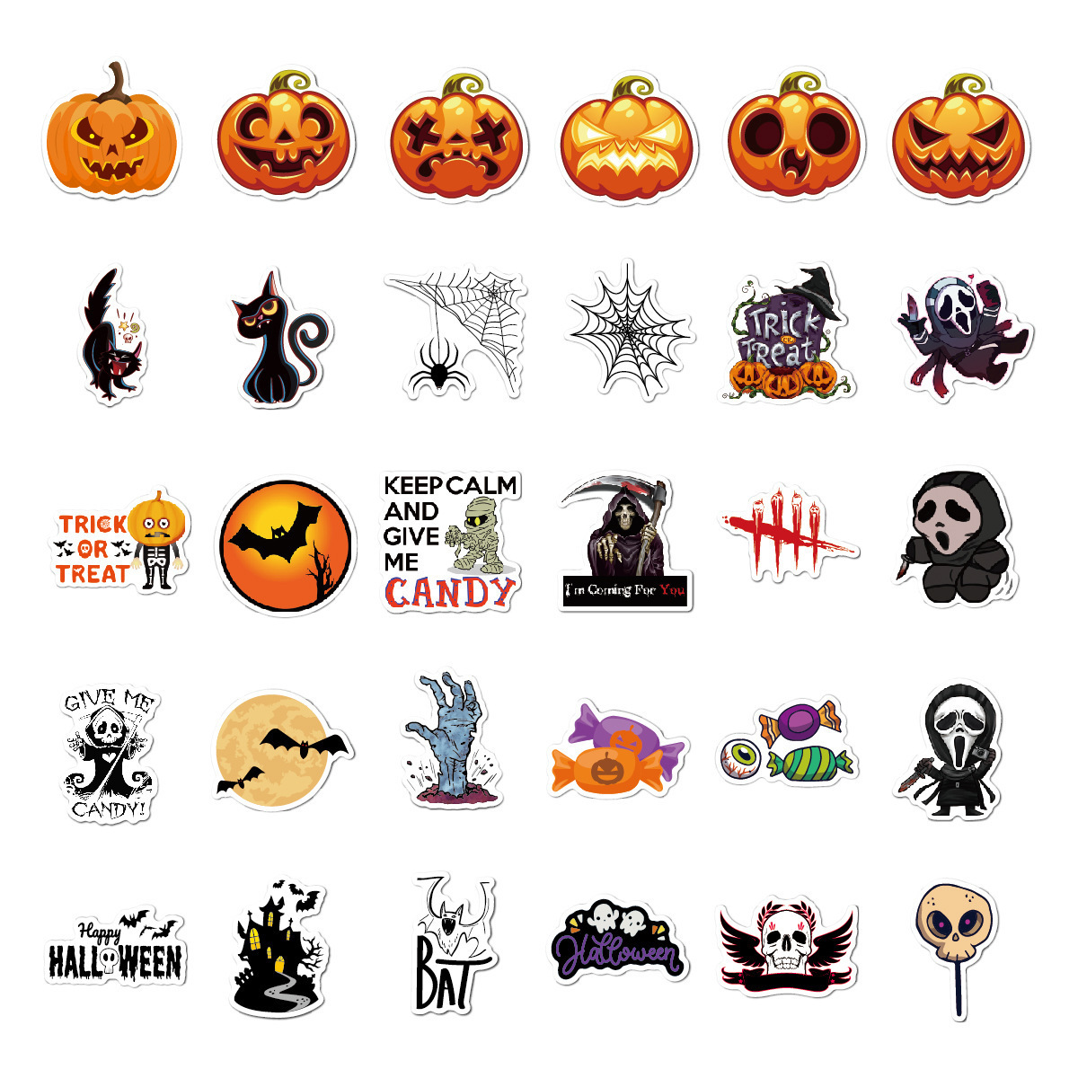 Halloween bash horror jack-o-lantern ghost bat party stickers waterproof suitcase notebook decoration stickers