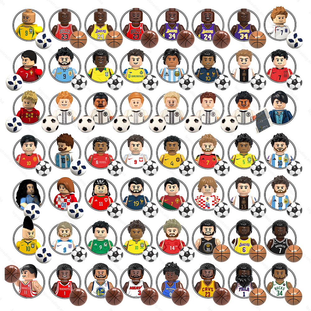 Famous Basketball Football Soccer Star Sports Mini Characters Action Educational Collect Building Blocks Toys for Kids Teenagers