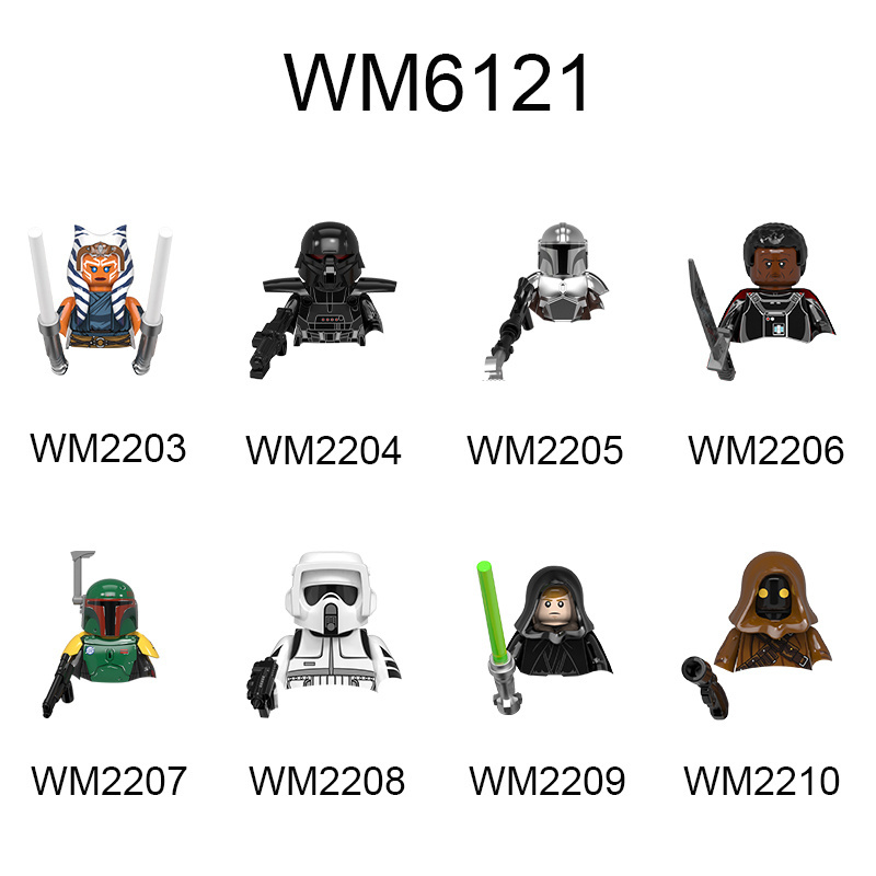 WM6122 WM Blocks Boba Fett Scout Trooper Mandalorian Ahsoka Luke Skywalker Space Wars Building Blocks Bricks for Kids Mini Toys