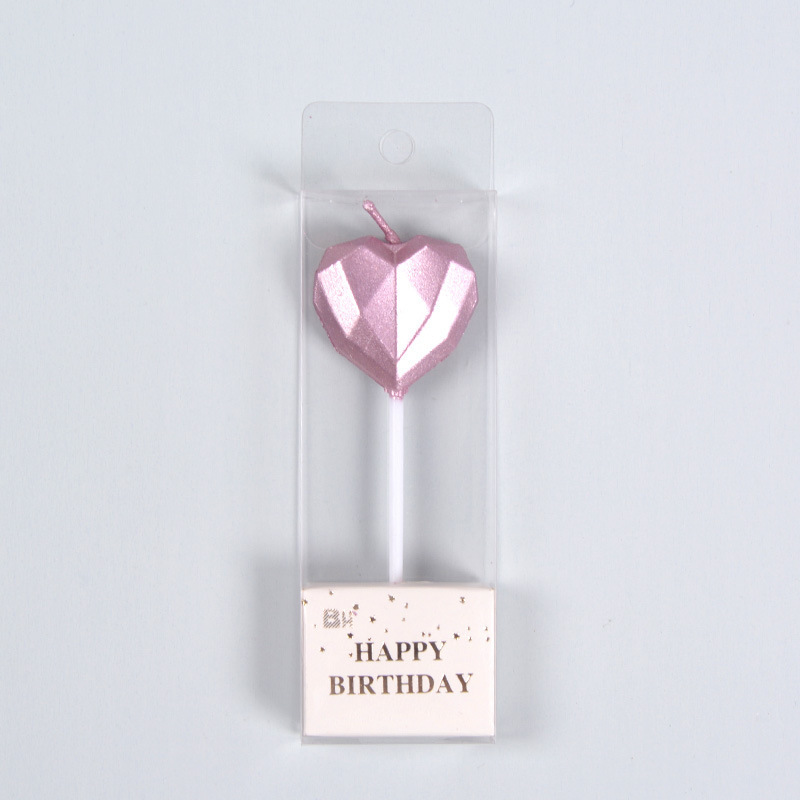 Happy Birthday Candle 3D Star Heart Shaped Gold Birthday Candles